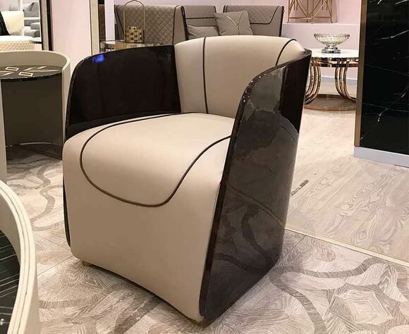 Design Lounge Club Relax Sessel Stuhl Polster Fernseh leder lackiert Holz