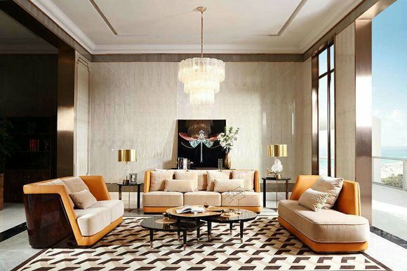 Klassische Design Couch Sitz Polster Komplett Set Garnitur 3+2 Holz Textil