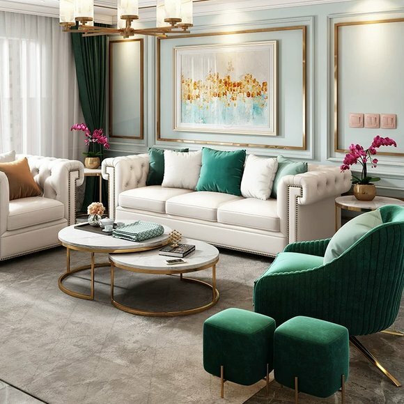Design Sofa Garnitur Polster Sitz Couchen Couch Luxus Sofas 3+1+1 + Tisch