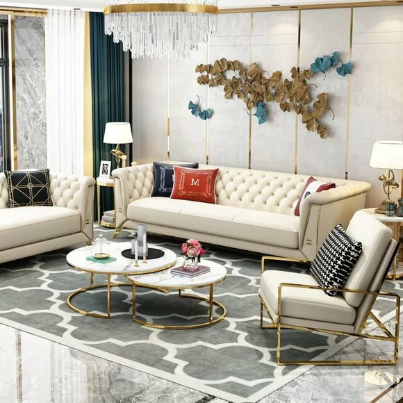 Sofa Chesterfield Couch Polster Sitz 3+2 Sitzer Garnitur Design Couchen