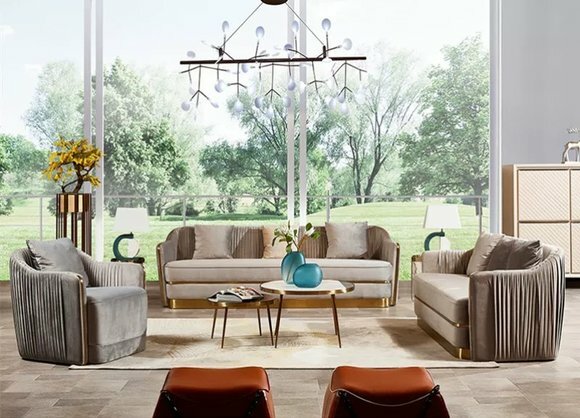 Designer Edel Stahl Textil Stoff Sofa Polster Couch Garnitur 3+1 Garnituren Neu