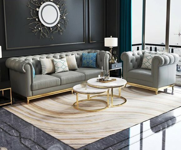 Edel Stahl Couch Polster Leder Sofa 311 Sitzer Couchen Garnitur Set