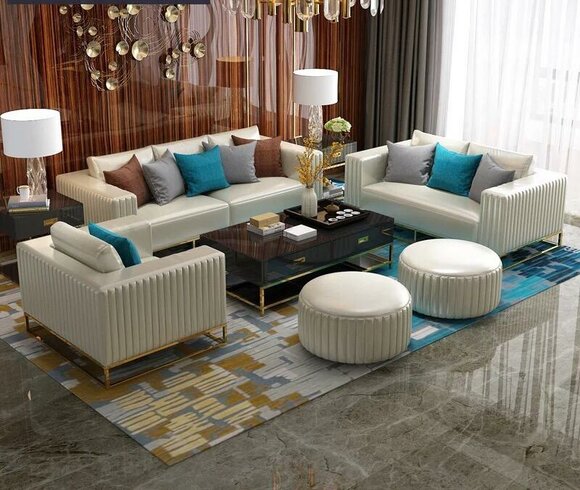 Luxus Leder Sofa Couch Polster Sitz Garnitur 321 Komplett Set Designer