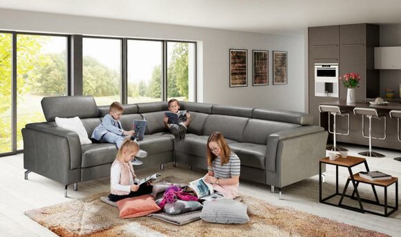 Heim Kino Sofa Couch Polster Couchen Sofas Eck Garnitur Relax Fußstützen