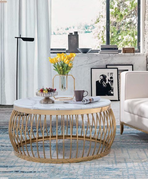 Runder Designer Stein Couch Edelstahl Sofa Tisch Wohn Design Rund Metall