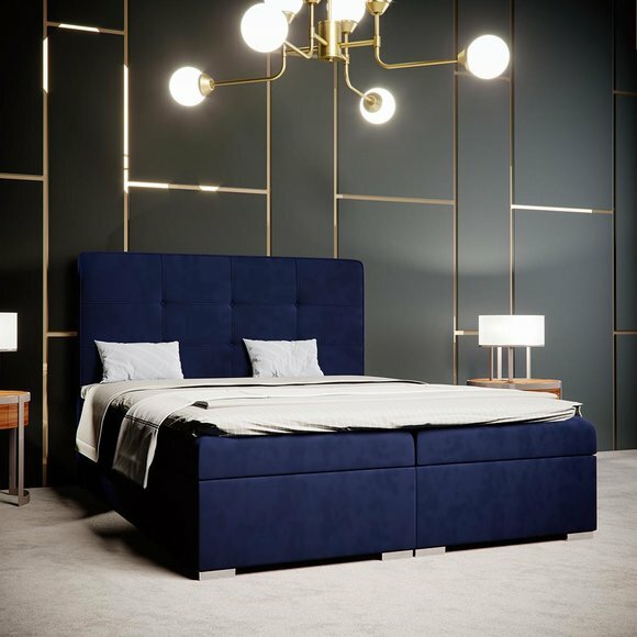 Blaues Boxspring Bett Hotel Doppel Luxus Betten Polster Bettkasten Funktion Neu