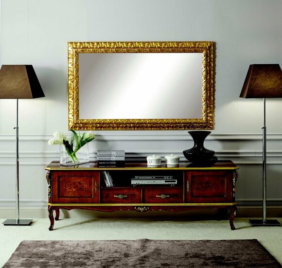 Luxus 2tlg Set Sideboard Lowboard rtv Spiegel Italienische Holz Möbel Holzmöbel