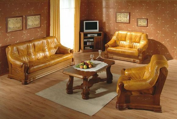 Klassik Sofagarnitur Holz 3+2 Komplettes Set Sitz Polster Couchgarnitur