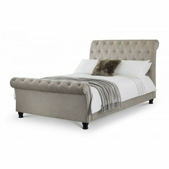 Chesterfield Design Polster Englisches Bett Grau 160/180x200 Doppelbett