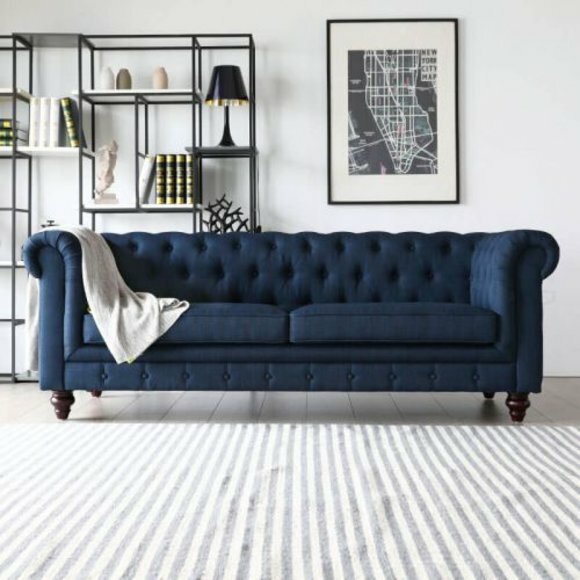 Design Chesterfield Sofagarnitur 3-Sitzer Stoff Couch Polster Sofas