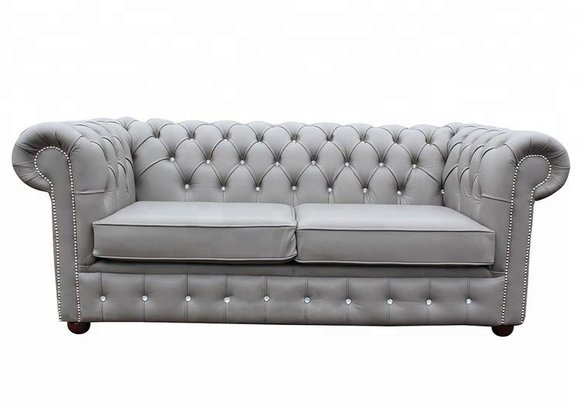 Graue Chesterfield Couch Büro Sofa Emfpangs Couchen Leder Textil