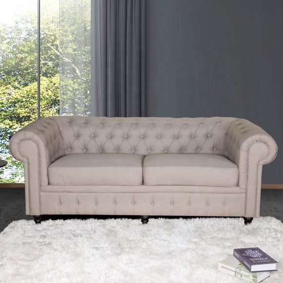 jvmoebel ® - Textil Sofa Couch - Beige Polster Dreisitzer Couch