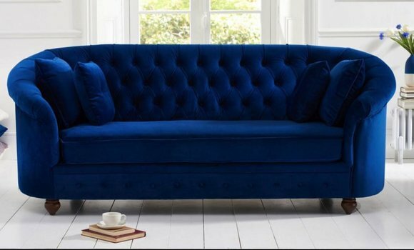 jvmoebel ® - Leder Sofa Couch - Royal Blau Polster Dreisitzer Couch