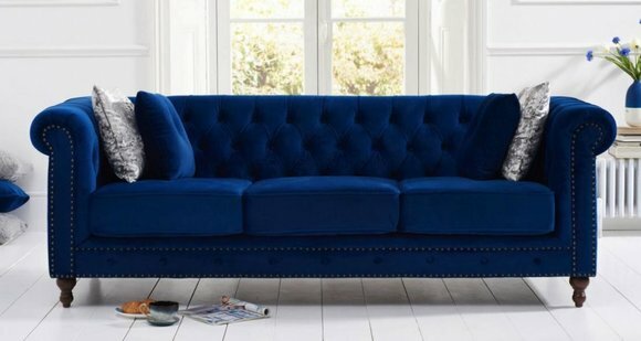 jvmoebel ® - Leder Sofa Couch - Royal Blau Polster Dreisitzer Couch