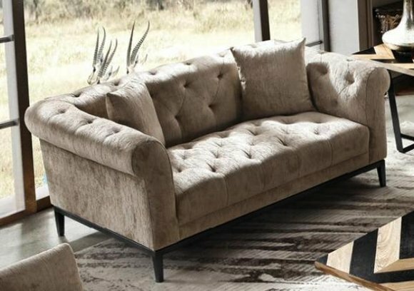 Chesterfield Sofa Couch Polster Stoff Leder Couchen Polster Garnitur