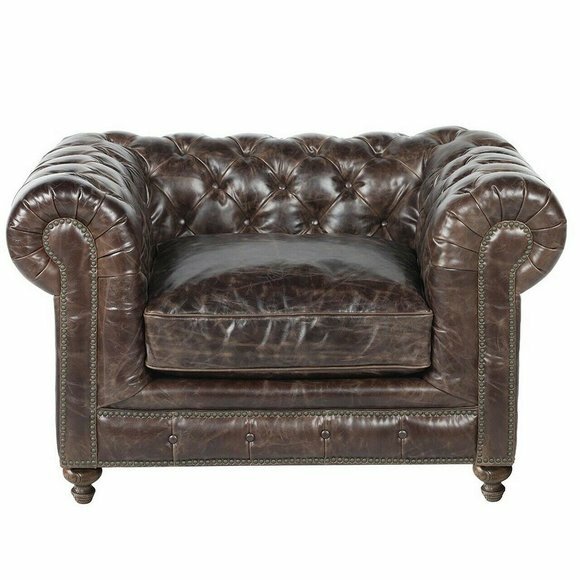 jvmoebel ® - Leder Sofa Couch - Braun Sessel Polster Einsitzer Couch