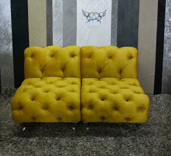 Chesterfield Sofa Couch Polster Stoff Leder Couchen Polster Garnitur