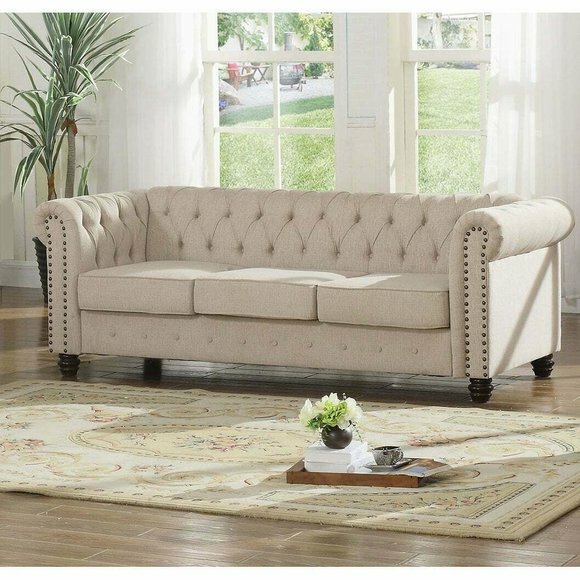 Chesterfield Sofa Couch Polster Stoff Leder Couchen Polster Garnitur