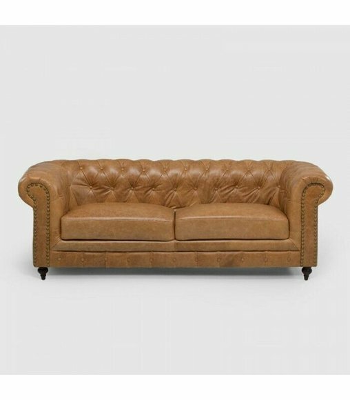 Chesterfield 3 Sitzer Klassische Luxus Barock Rokoko Sofa Textil