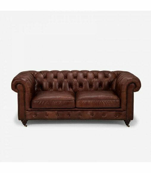 Chesterfield 2 Sitzer Klassische Luxus Barock Rokoko Sofa Braun