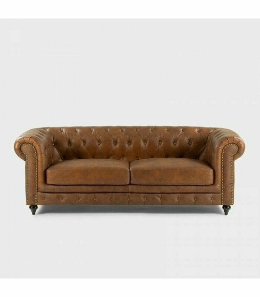 jvmoebel ® - Leder Sofa Couch - Braun Sessel Polster Dreisitzer