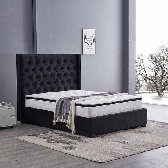Design Chesterfield Bett Leder Hotel Betten Schlafzimmer Neu Samt Polster