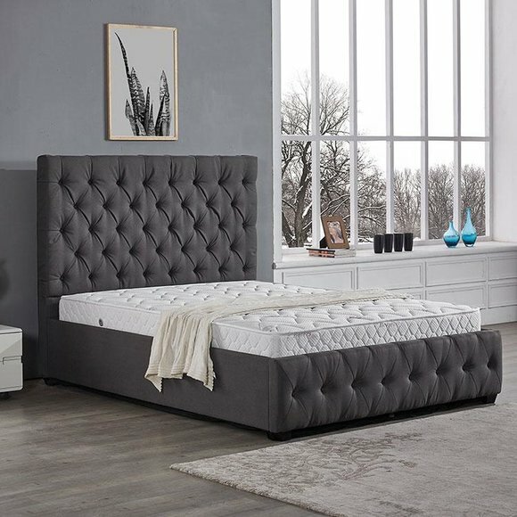 Klassische Betten Design Bett Polster Textil 140x200cm jvmoebel ® Chesterfield