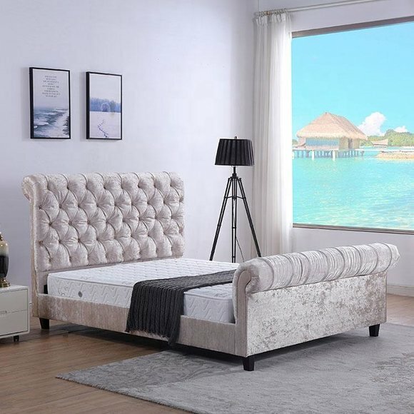 Klassisches Design Bett Polster Betten Chesterfield Textil Stoff Neu jvmoebel ®