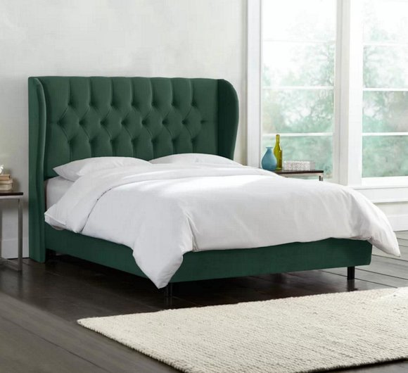 Chesterfield Design Samt Bett Luxus Textil Betten Schlafzimmer Doppel