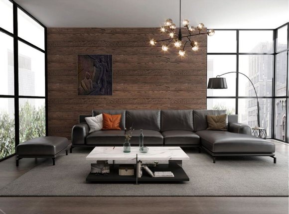 Designer Sofa Couch Ecksofa mit Hocker Polster Garnitur Wohnlandschaft