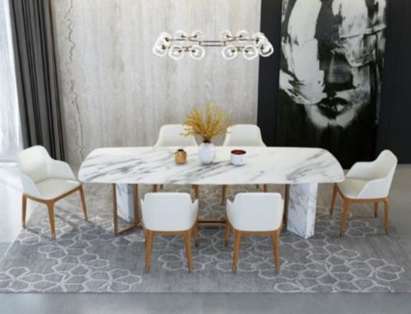 Komplett Set Esstisch + 6 Stühle Esszimmer Set Ess Gruppe Holz Tisch