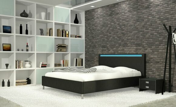 Leder Betten Design Bett Ehe Modernes Hotel Gestell LED Zimmer Luxus