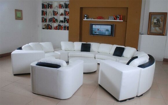 Wohnlandschaft Rund Ecksofa Leder Runde Couch Garnitur Sofa Couch