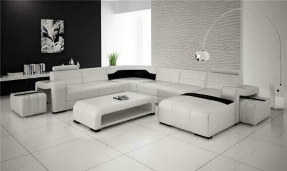 Wohnlandschaft Couch Polster Sitz Garnitur Ecksofa Big Couchen + 2 Hocker