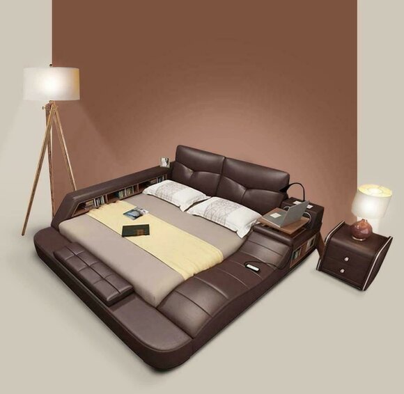 Luxus Leder Design Polster Betten Doppel Modernes Bett Ehe Exclusiv
