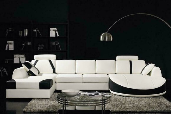 Ecksofa Ledersofa Polster Wohnlandschaft Couch Sofa Eckgarnitur U Form