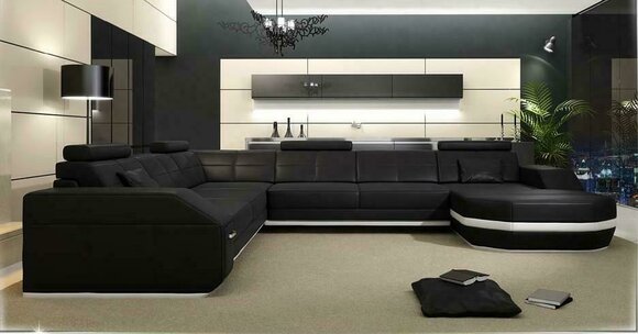 Ecksofa Ledersofa Big xxl U Form Wohnlandschaft Sofa Couch Garnitur
