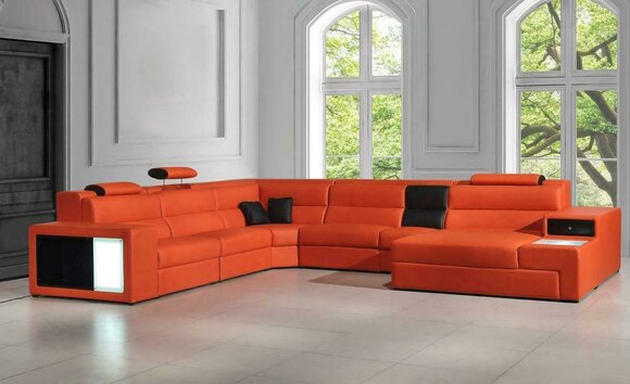 Ecksofa Ledersofa Big XXL U Form Wohnlandschaft Sofa Couch Garnitur