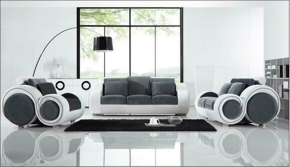 Moderne Sofagarnitur 3+2+1 Sitzer Set Design Sofas Polster Couchen Textil