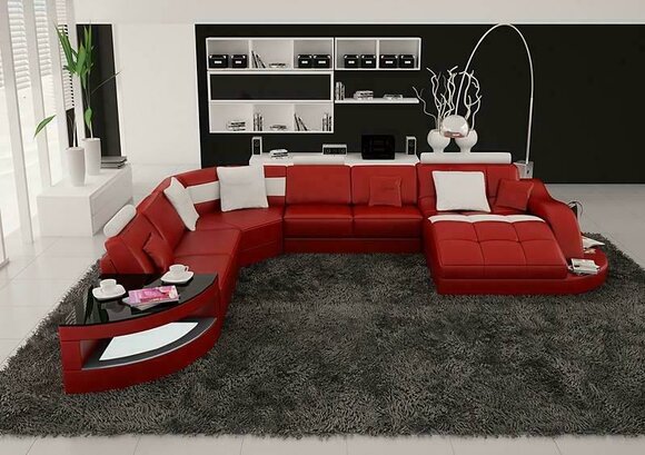 Designer Wohnlandschaft U-Form Couch Ecksofa Polster Garnitur Eckgarnitur