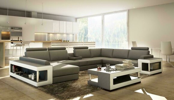 Wohnlandschaft Luxus Trend Kollektion Couch Ledersofa Sofa U Form Sitz