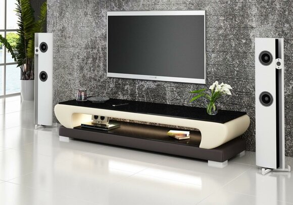 Sideboard rtv tv Leder Glas Tisch Fernseh Schrank Tisch Designer lowboard
