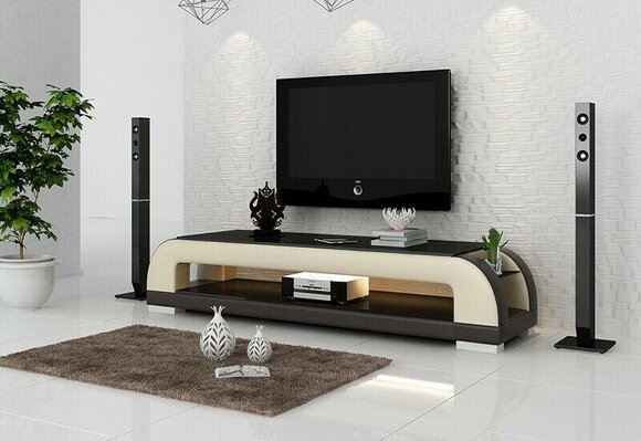 Designer Kommode Anrichte Low Board Side Schrank Wohn Zimmer Leder