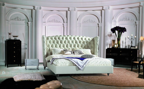 Luxus Designer Bett Chesterfield Lederbett Polsterbett Schlafzimmer Ehe Betten