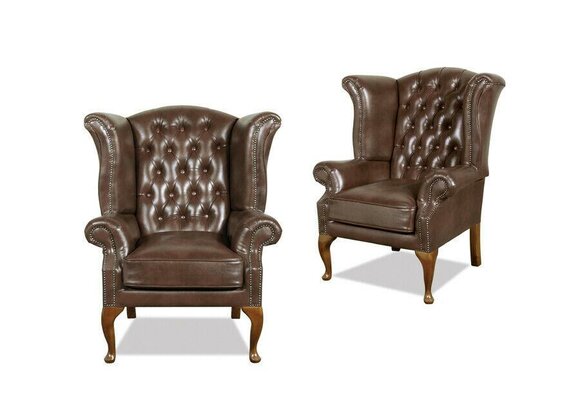 Chesterfield Ohrensessel Queen Sessel Antik Look Couch Polster Fernseh