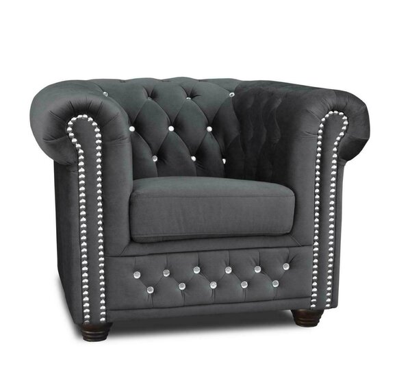 Chesterfield Sessel Fernseh Couch 1 Sitzer Sofa Textil Stoff Couchen Polster Neu
