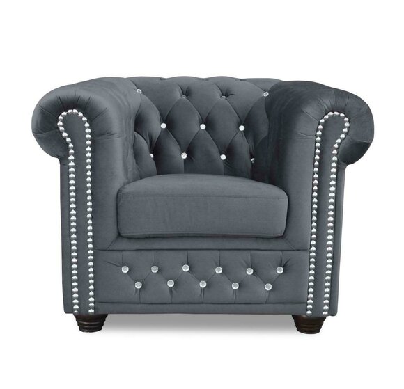 Couchen Chesterfield Sessel Fernseh Couch 1 Sitzer Sofa Textil Stoff Polster Neu