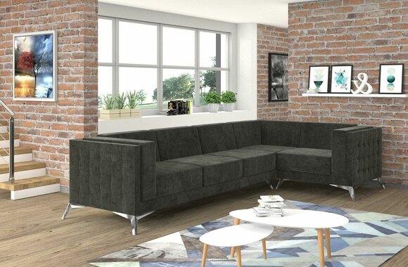 Ecksofa Chesterfield Sofa Polstergarnitur Couch Wohnlandschaft L-form