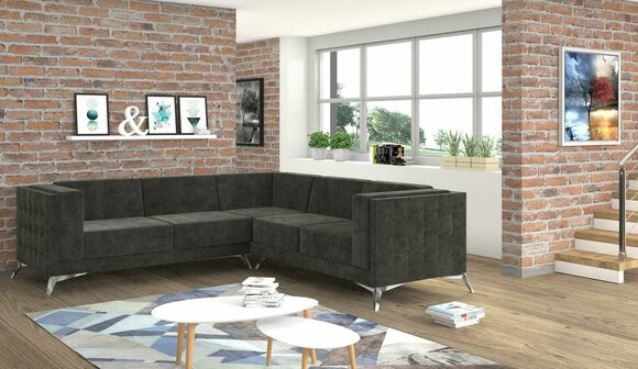 Wohnlandschaft Ecksofa L-Form Sofa Couch Design Couch Textil Modern