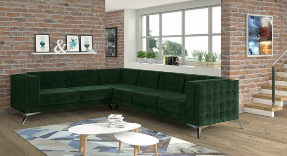 Stoff L-Form Couch Wohnlandschaft Ecksofa Garnitur Design Modern Sofa